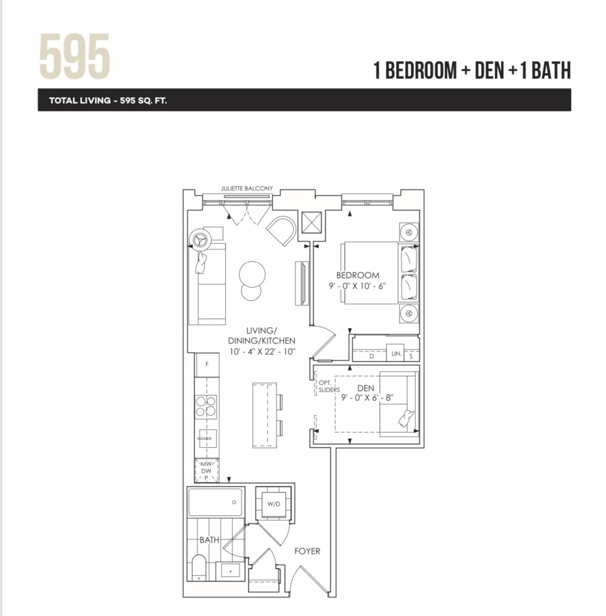 123 Portland · 1 bed + den — photo 2