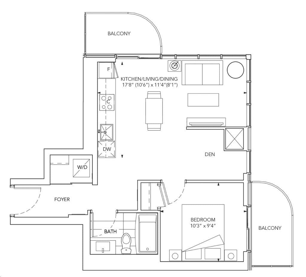 Festival · 1 bed + den — photo 2