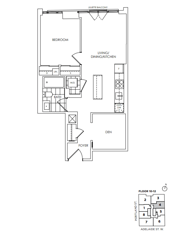 123 Portland · 1 bed + den — photo 2