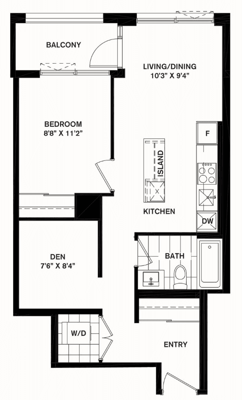 Square One District · 1 bed + den — photo 2