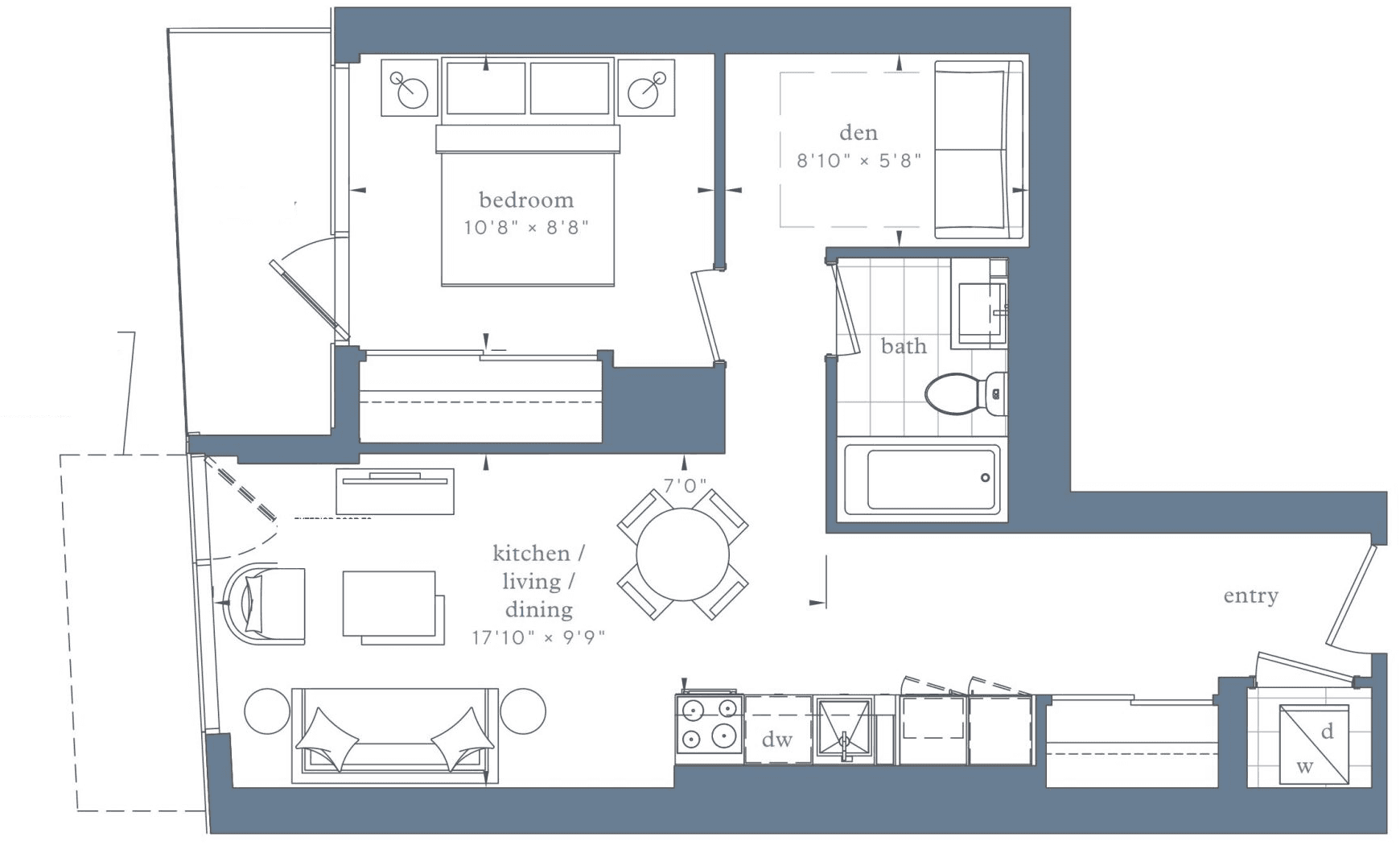 Lakeside Residence · 1 bed + den — photo 2