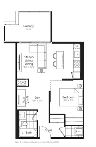 Kingsley Square · 1 bed + den — photo 2
