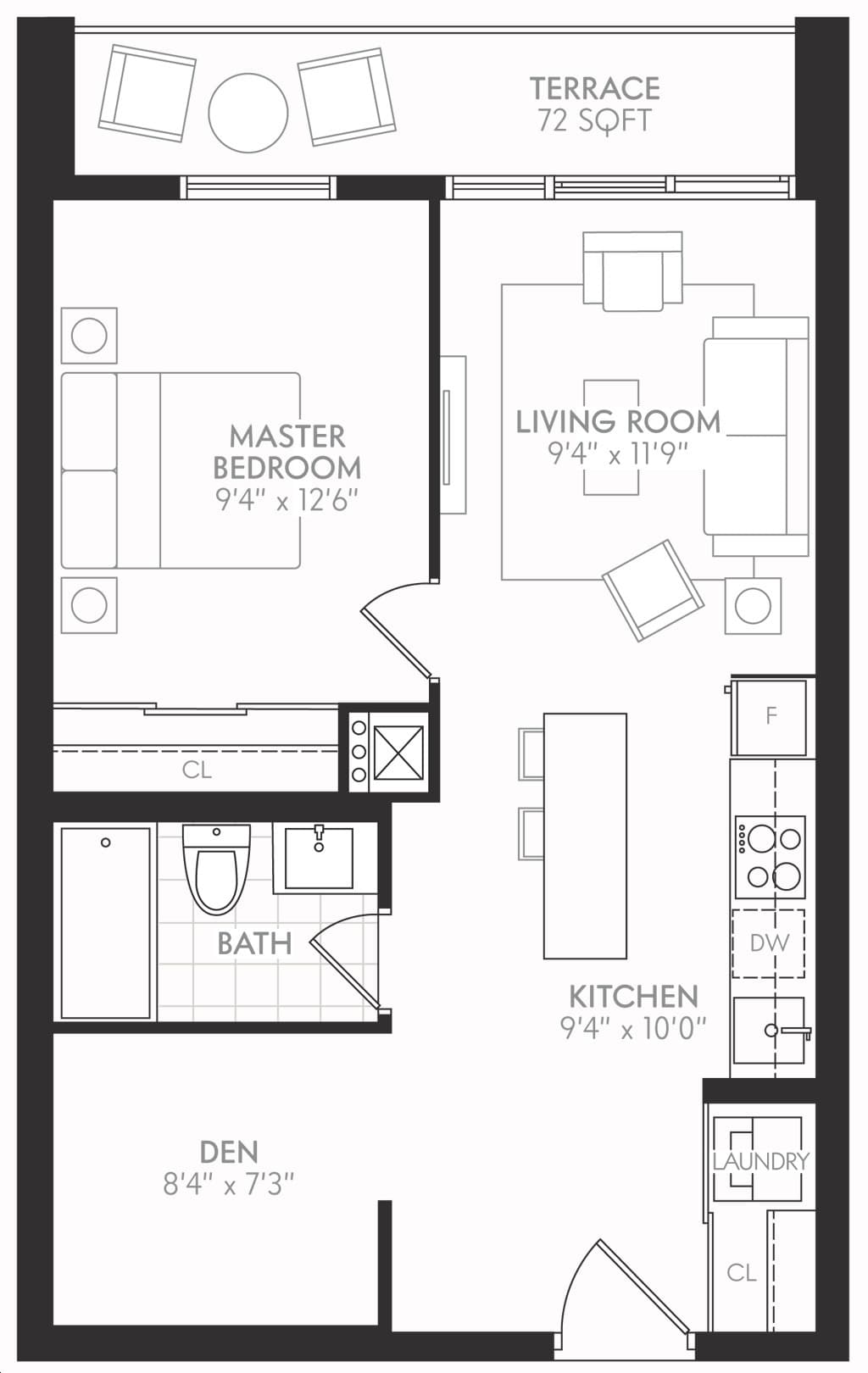 LJM Tower · 1 bed + den — photo 2