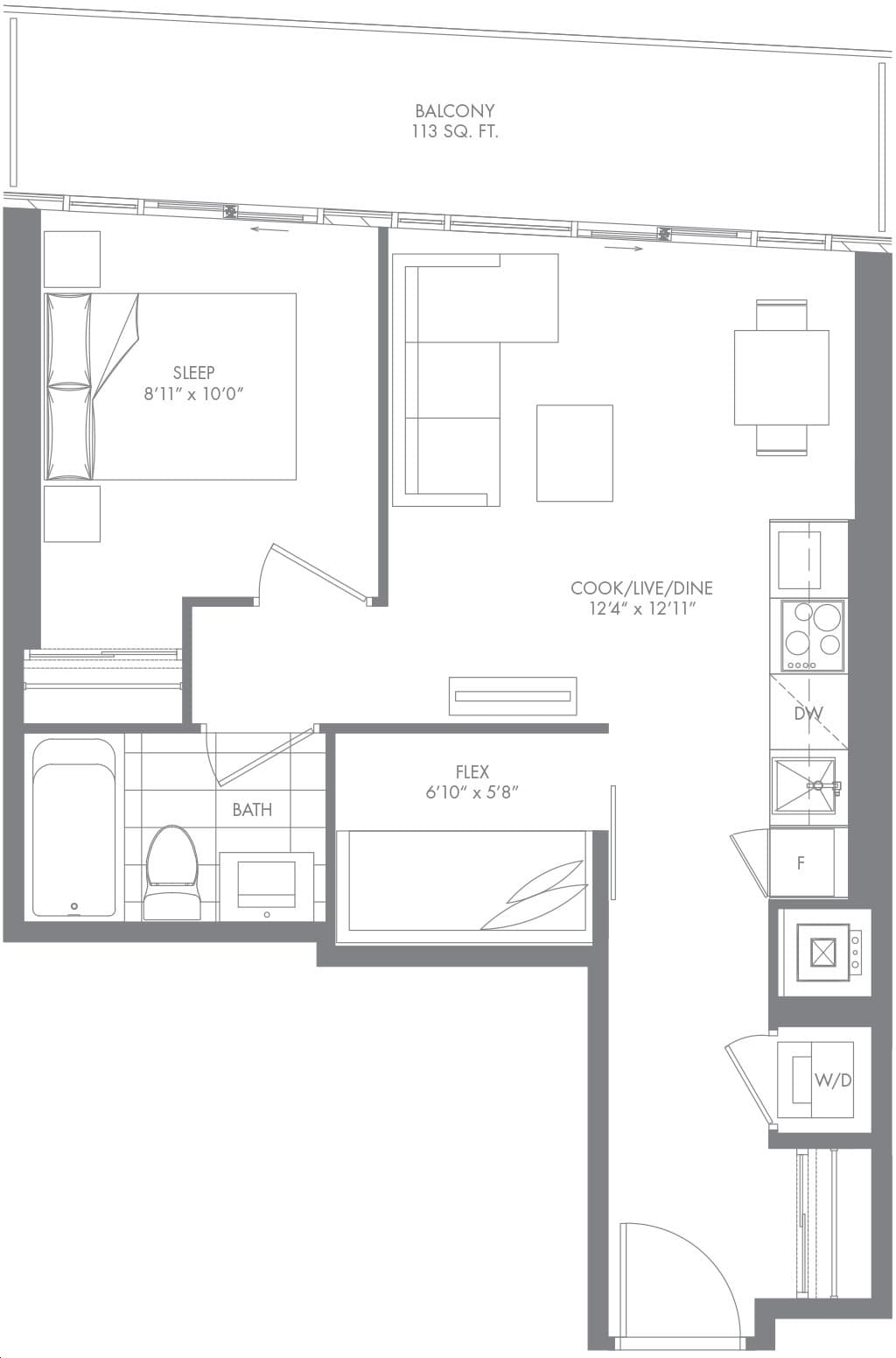 M City · 1 bed + den — photo 2