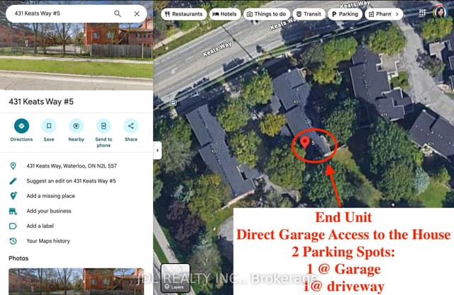 Condo Townhouse at 431 Keats Way 5, Waterloo, ON N2L 5S7